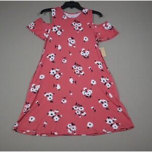 Bixby Nomad Girls Super Soft Pink and White Floral Dress - Size Large